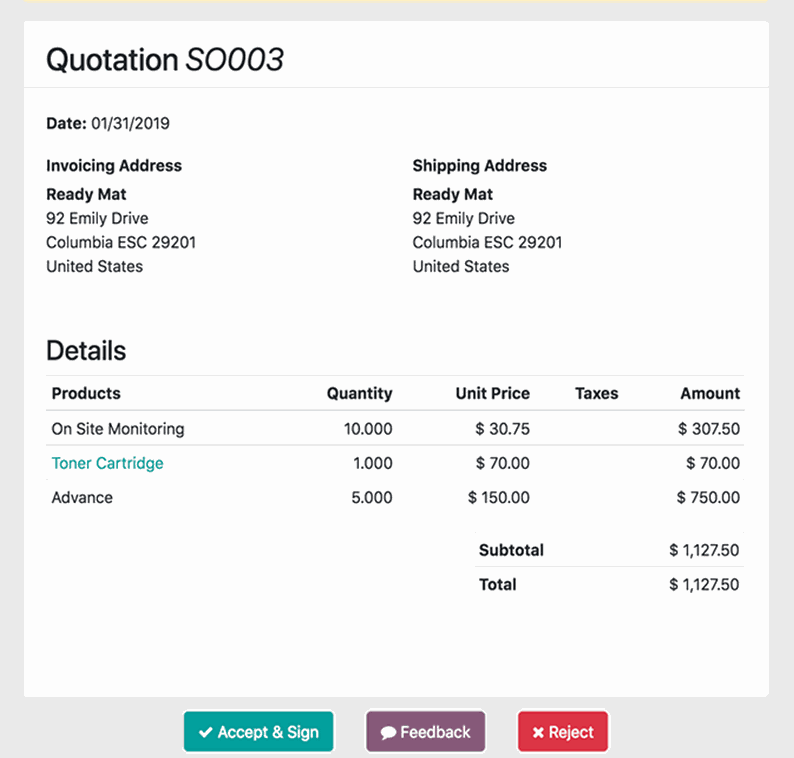 Odoo • Texte et Image